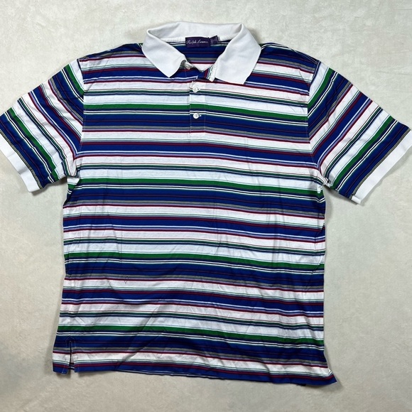 Ralph Lauren Purple Label Made in Italy XL Blue Res Stripe Classic Polo Shirt - Picture 5 of 12